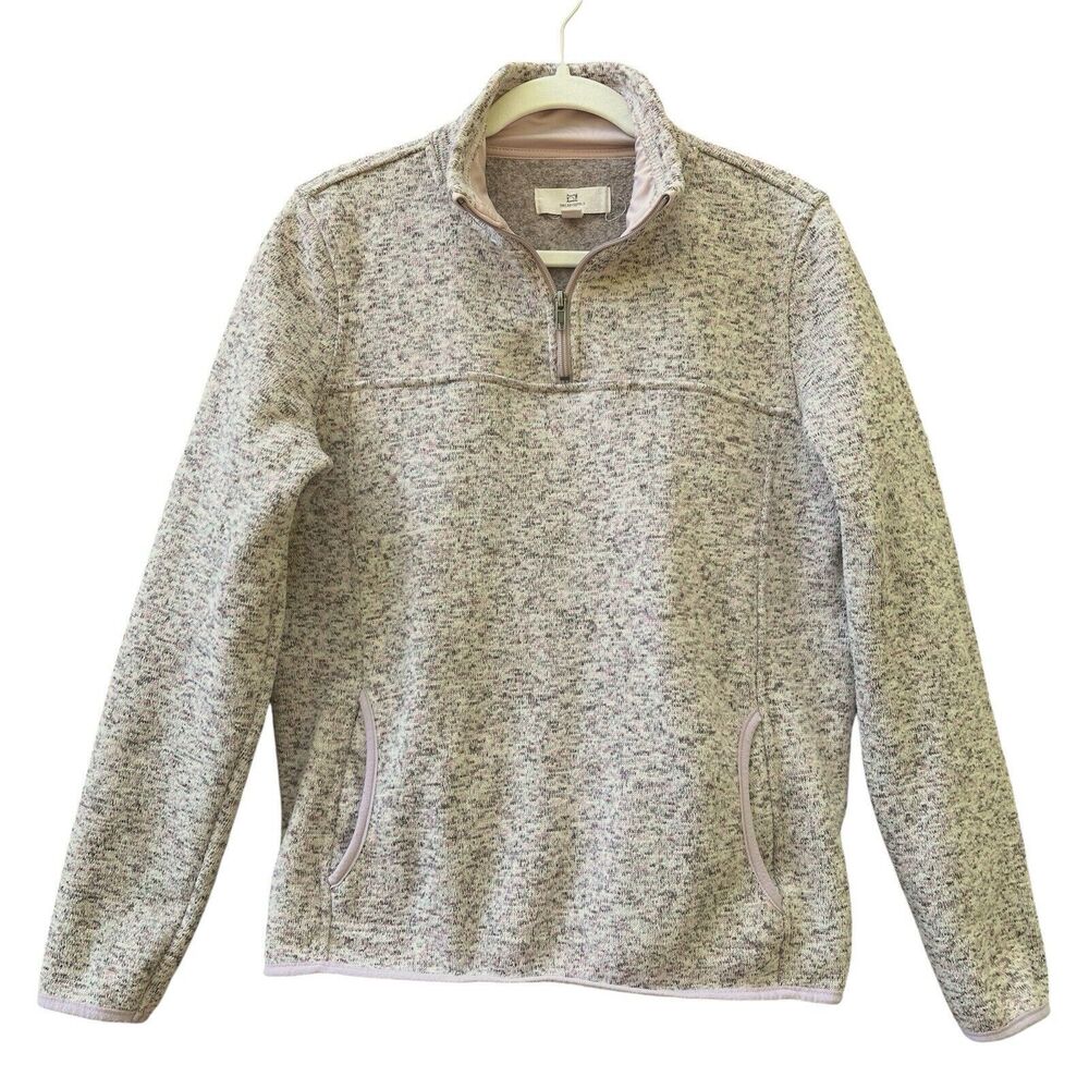 Thread+Supply 1/4 Zip Pullover Fleece Sweater Heather Pink Mauve Womens Large